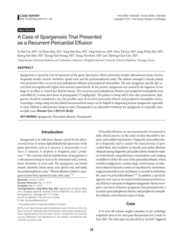 A Case of Sparganosis That Presented As a Recurrent Pericardial Effusion