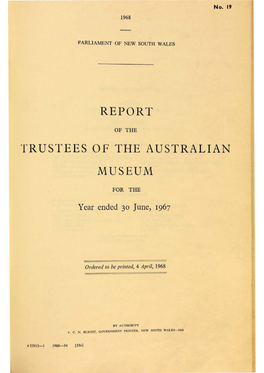 REPORT 'Rrus1,EES of the AUSTRALIAN MUSEUM