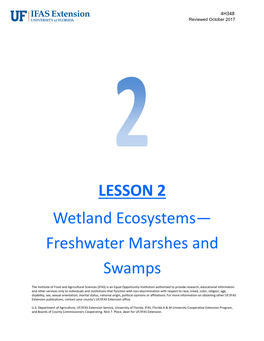 LESSON 2 Wetland Ecosystems— Freshwater Marshes and Swamps