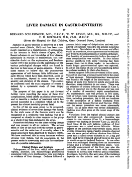 Liver Damage in Gastro-Enteritis by Bernard Schlesinger, M.D., F.R.C.P., W