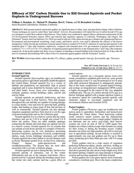 Efficacy of IGI® Carbon Dioxide Gas to Kill Ground Squirrels and Pocket Gophers in Underground Burrows