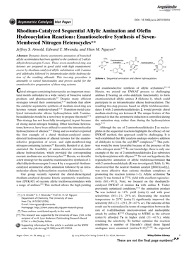 Rhodiumcatalyzed Sequential Allylic Amination and Olefin