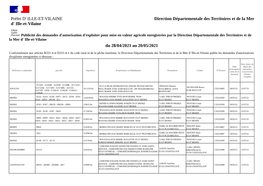 Préfet D' ILLE-ET-VILAINE Direction Départementale Des Territoires Et De La Mer D' Ille-Et-Vilaine