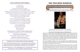 The Two Row Wampum? (Some Ideas for Neighbors, Friends and Allies of Indigenous Peoples) the Thetwo Two Row Row Wampum Wampum