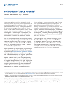 Pollination of Citrus Hybrids1 Stephen H