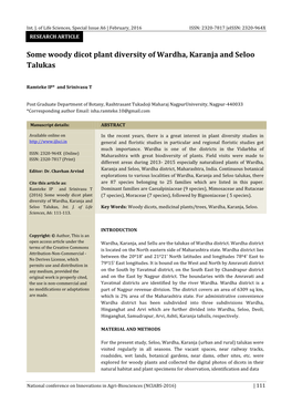 Some Woody Dicot Plant Diversity of Wardha, Karanja and Seloo Talukas