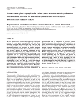 Human Sweat Gland Myoepithelial Cells Express a Unique Set Of