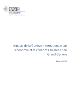 Impacts De La Genève Internationale Sur L'économie Et Les Finances