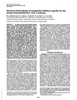 Structure-Based Design of Nonpeptide Inhibitors Specific for the Human Immunodeficiency Virus 1 Protease R