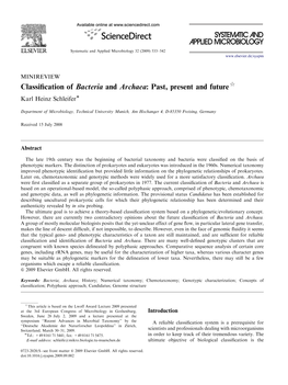 Classification of Bacteria and Archaea Past, Present and Future