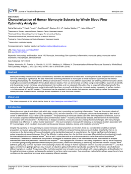 Characterization of Human Monocyte Subsets by Whole Blood Flow Cytometry Analysis