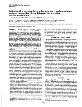 Initiation of Protein Synthesis in Bacteria at a Translational Start