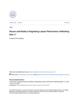 Illusion and Reality in Regulating Lawyer Performance: Rethinking Rule 11