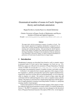 Grammatical Number of Nouns in Czech: Linguistic Theory and Treebank Annotation