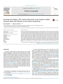 The Vertical Dimension of the Siachen Conflict Between India And