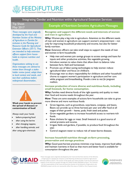 Example of Nutrition-Sensitive Agriculture Messages