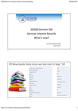 JGSGB German SIG German Interest Records What's