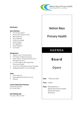 Nelson Bays Primary Health AGENDA Open