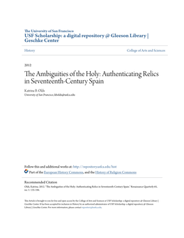 Authenticating Relics in Seventeenth-Century Spain Katrina B