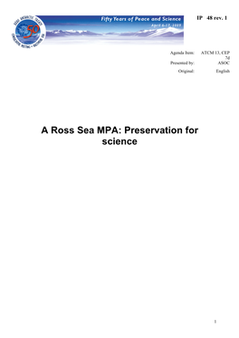 Ross Sea MPA: Preservation for Science