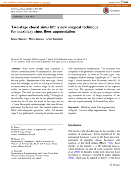 A New Surgical Technique for Maxillary Sinus Floor Augmentation