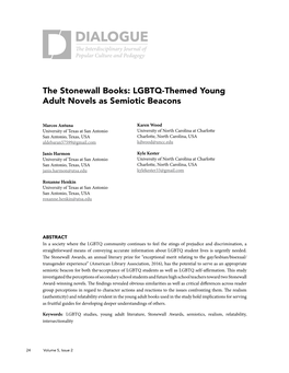 The Stonewall Books: LGBTQ-Themed Young Adult Novels As Semiotic Beacons