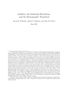 Luddites, the Industrial Revolution, and the Demographic Transition∗