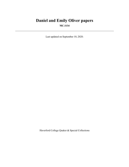 Daniel and Emily Oliver Papers MC.1134