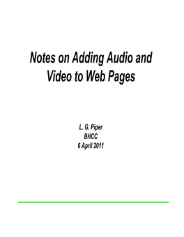 Notes on Adding Audio and Video to Web Pages
