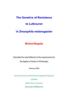 The Genetics of Resistance to Lufenuron in Drosophila Melanogaster