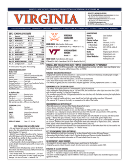 Virginia at Virginia Tech • Lane Stadium • Blacksburg, Va