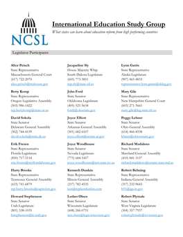 International Education Study Group What States Can Learn About Education Reform from High Performing Countries