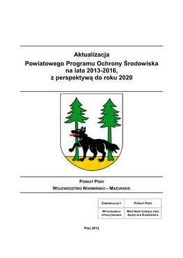Aktualizacja Powiatowego Programu Ochrony Środowiska Na Lata 2013-2016, Z Perspektywą Do Roku 2020