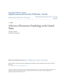 A Review of Economic Ornithology in the United States Theodore S