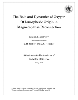 The Role and Dynamics of Oxygen of Ionospheric Origin in Magnetopause Reconnection