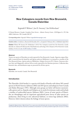 Elateridae 93 Doi: 10.3897/Zookeys.179.2603 Research Article Launched to Accelerate Biodiversity Research