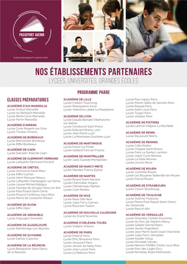 Liste Des Écoles, Universités Et Lycées Partenaires