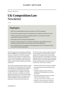 UK Competition Law Newsletter — Highlights