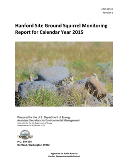 Hanford Site Ground Squirrel Monitoring Report for Calendar Year 2015