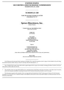 Spruce Biosciences, Inc. (Name of Issuer)
