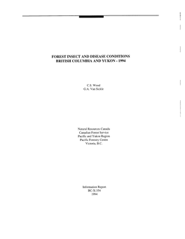 Forest Insect and Disease Conditions British Columbia and Yukon - 1994