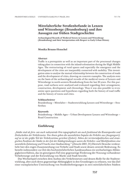 Mittelalterliche Straßenbefunde in Lenzen Und Wittenberge (Brandenburg) Und Ihre Aussagen Zur Frühen Stadtgeschichte