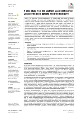 A Case Study from the Southern Cape Linefishery 2: AUTHORS: Considering One’S Options When the Fish Leave Louise C