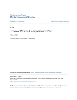 Town of Weston Comprehensive Plan Weston (Me.)
