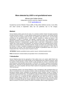 Wave Detected by LIGO Is Not Gravitational Wave