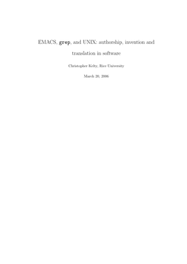 EMACS, Grep, and UNIX: Authorship, Invention And