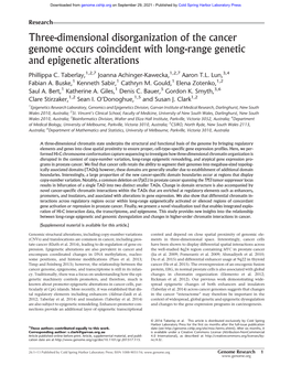Three-Dimensional Disorganization of the Cancer Genome Occurs Coincident with Long-Range Genetic and Epigenetic Alterations