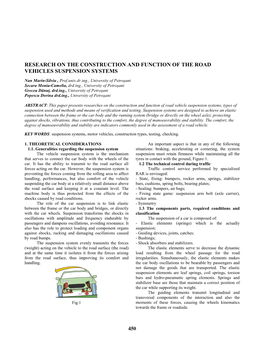 Research on the Construction and Function of the Road Vehicles Suspension Systems