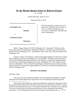 Fastship, LLC V. United States, 122 Fed