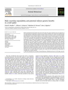 Male Courtship Repeatability and Potential Indirect Genetic Benefits In